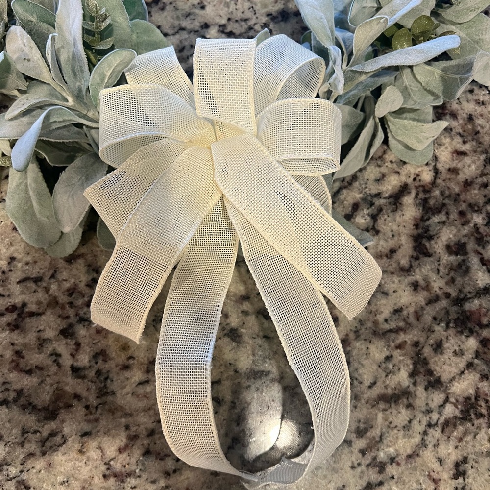 Farmhouse Wood Bead Wreath, adorned with faux Lamb's Ear & Eucalyptus leaves. - Picture 2 of 7